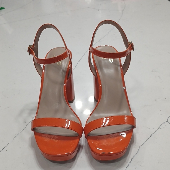 Mix No. 6, Women's Orange Block Heel Sandals, Gentle Used, Sz 11 - Picture 3 of 11